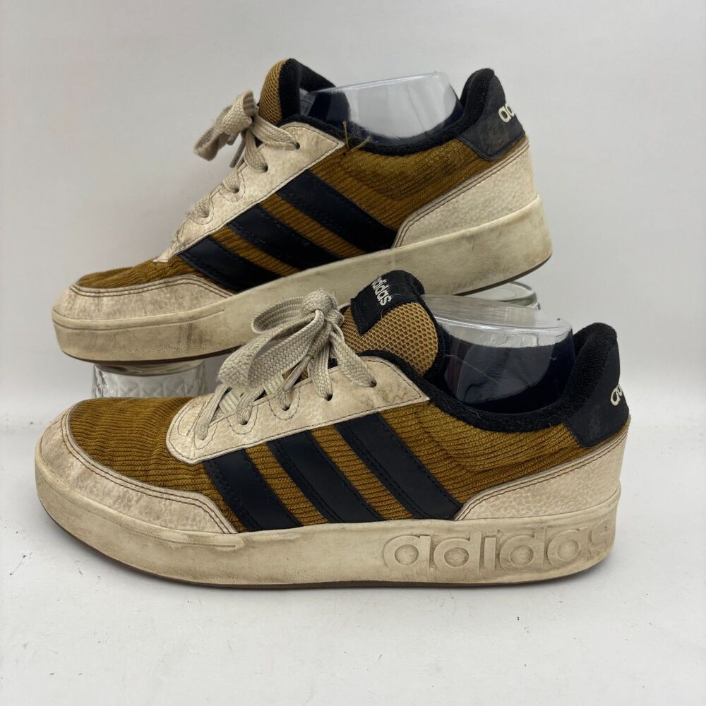 Adidas Size 7 Mustard Cream Black Low Top Retro Casual Sneakers Shoes